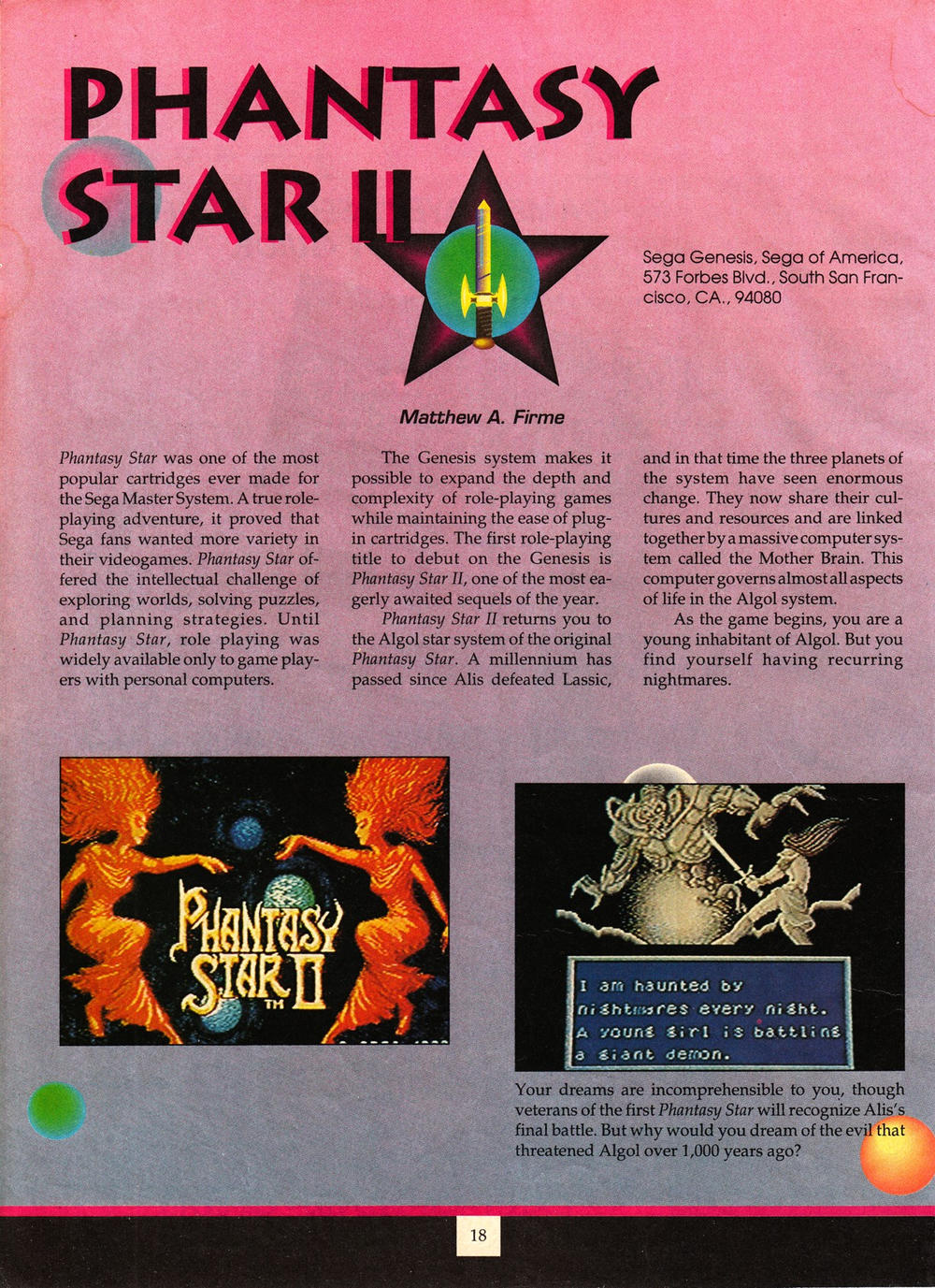 Phantasy Star II, page 1 • Phantasy Star: Fringes of Algo